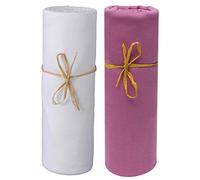 P'tit Basile - Lot x 2 Draps Housse bébé jerseys en coton Bio - 60x120 cm - blanc/lie de vin - Coton peigné de qualité supérieure - Elastique tout autour et bonnets aux 4 coins