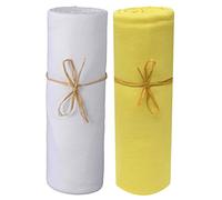 P'tit Basile - Lot x 2 Draps Housse bébé jerseys en coton Bio - 60x120 cm - blanc/or - Coton peigné de qualité supérieure - Elastique tout autour et bonnets aux 4 coins.