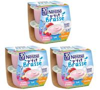 P'TIT BRASSÉ LAIT FRUITS CÉRÉALES POMME FRAMBOISE DES 6 MOIS 2x115g (Lot de 3)