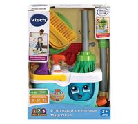 VTech - P'tit Chariot de Ménage Magi'Clean, Seau Essoreur à Pédale Interactif, Jouet Électronique Sons et Lumières, 6 Pièces et Accessoires de Jeu, Cadeau Enfant Dès 3 Ans - Contenu en Français