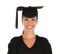 P'TIT CLOWN - 10059 - Chapeau Feutre Étudiant - Adulte - Coiffe de Diplômé - Toque Tenue Remise Diplôme - Graduation Hat - Déguisement Carnaval, Fête Costumée, Évènement à Thème - Taille Unique - Noir