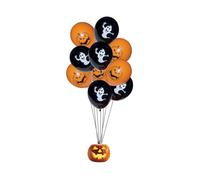 P'TIT CLOWN - 10330 - Ballons Halloween - Lot de 10 - Ø 23 cm - Motifs Fantôme & Citrouille - Gonflables à l’Air ou Hélium - Déco Soirée, Maison Hantée, Fête à Thème - Latex - Orange et Noir -