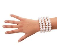 P'TIT CLOWN - 10429 - Bracelet Fausses Perles Blanches - Accessoire Déguisement Charleston, Années 20, Années Folles - Pour Compléter Costume Carnaval, Cosplay, Nouvel An, Fête à Thème