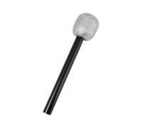 P'TIT Clown - 10573 - Micro Popstar - Noir, Argent - Faux Micro - Microphone en Plastique - Accessoire Déguisement Chanteur, Fête Costumée, Spectacle, Karaoké, Animation, Cosplay, Théâtre