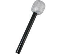 P'TIT Clown - 10573 - Micro Popstar - Noir, Argent - Faux Micro - Microphone en Plastique - Accessoire Déguisement Chanteur, Fête Costumée, Spectacle, Karaoké, Animation, Cosplay, Théâtre