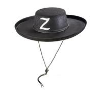 P'TIT CLOWN - 10602 - Chapeau Feutre Bandit, Héros Masqué - Accessoire de Déguisement - Parfait pour Carnaval, Cosplay, Fêtes à Thèmes, Soirées Costumées, Spectacle, Halloween - Noir - Adulte