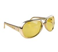 P'TIT CLOWN - 10850 - Lunettes Elvis, Rockeur - Accessoire de Déguisement - Parfait pour Carnaval, Soirées Disco, Fêtes à Thèmes, Nouvel An, Halloween - Or - Adulte - Plastique