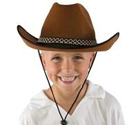 P'TIT CLOWN - 11235 - Chapeau Feutre Cowboy Enfant - Unisexe - Accessoire Déguisement Western - Pour Costume Carnaval, Halloween, Cosplay, Anniversaire Fête Costumée, Spectacle - Marron