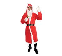 1 Costume adulte homme en père Noël avec manteau et capuche REF/12073 rouge et blanc