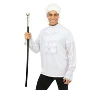 P'TIT Clown - 12133 - Chemise Blanche à Jabot - Manches Longues et Col - Médiéval, Pirate, Renaissance - Accessoire de Déguisement Adulte Homme - pour Carnaval, Halloween, Cosplay - Taille Unique