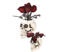 P'tit Clown - 12940 - Automate Halloween Animé - Animatronique - Animatronics - Vase Crâne avec Roses Maléfiques - Effets Sonores - Décoration Effrayante et Réaliste - Piles Non incluses - 36 cm