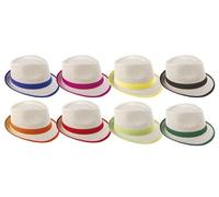 P'tit Clown 14627 Chapeau Paille Adhésif - Borsalino avec Ruban - Coloris Aléatoire