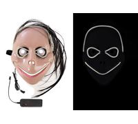 P'tit Clown - 15000 - Masque LED Momo - Accessoire Déguisement - Lumineux - 3 Modes d'éclairage - Parfait pour Halloween, Carnaval, Cosplay, DJ - Fonctionne avec 2 Piles AA (Non Incluses)