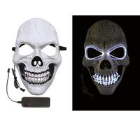 PTIT CLOWN - 15004 - Masque Squelette Lumineux - Adulte - Accessoire Déguisement - 3 Modes d'éclairage - Halloween, Carnaval, Cosplay, Dj