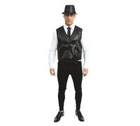P'tit Clown - 16632 - Gilet sans Manches à Sequins, Paillettes - Glitter Waistcoat - Déguisement pour Carnaval, Fêtes à Thèmes, Nouvel an, Festivals, St Sylvestre - Adulte - Taille Unique - Noir