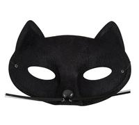 P'TIT CLOWN - 17003 - Masque Chat Noir - Adulte - en Tissu - Loup Vénitien - Idéal pour Compléter Déguisement Carnaval, Fêtes de Fin d'Année, Nouvel An, Noël et Fêtes Costumée