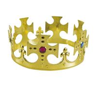 P'TIT CLOWN - 17160 - Couronne de Roi Dorée - King's Crown - Or et Pierres en Couleurs - Accessoire de Déguisement Royauté - Parfait pour Carnaval, Fêtes à Thèmes, Soirées Costumées - Taille Unique
