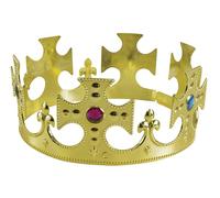 P'TIT CLOWN - 17160 - Couronne de Roi Dorée - King's Crown - Or et Pierres en Couleurs - Accessoire de Déguisement Royauté - Parfait pour Carnaval, Fêtes à Thèmes, Soirées Costumées - Taille Unique