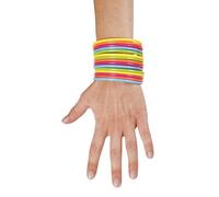 P'TIT CLOWN - 17538 - Bracelet Jonc en Plastique - Adulte, Unisexe - Lot de 15 - Accessoire Déguisement Carnaval, Fêtes Costumées, Soirées Déguisées, Festivals, EVJF - Taille Unique - Multicolore