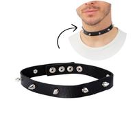 P'TIT CLOWN - 18400 - Collier Punk - Imitation Cuir - Noir - 43 x 2 - Parfait pour Compléter Tenue Gothique, Rock'roll - Accessoire de Déguisement Carnaval, Halloween, Cosplay