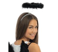 P'TIT Clown - 19561 - Serre-Tête Halo d'ange, Auréole - Angel's Halo - Accessoire de Déguisement - pour Carnaval, Saint Valentin, Fêtes à Thèmes, Nouvel an, Halloween, Noël, Christmas - Noir