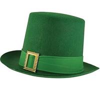 P'TIT CLOWN - 20042 - Chapeau Feutre Haut de Forme St Patrick - Accessoire de Déguisement parfait pour les Évènements sur le Thème de l'Irlande - Adulte, Unisexe - Polyester - Vert