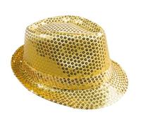 P'TIT CLOWN - 20190 - Chapeau Borsalino à Sequins - Sequins Hat - Carnaval, Festival, Nouvel An, Fêtes à Thèmes, Soirée Déguisée, Disco, Paillettes, Mariage, EVG - Adulte Unisexe - Or Brillant
