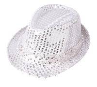 P'TIT CLOWN - 20191 - Chapeau Borsalino à Sequins - Sequins Hat - Carnaval, Festival, Nouvel An, Fêtes à Thèmes, Soirée Déguisée, Disco, Paillettes, Mariage, EVG - Adulte Unisexe - Argent Brillant