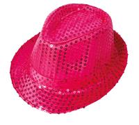 P'TIT CLOWN - 20192 - Chapeau Borsalino à Sequins - Sequins Hat - Carnaval, Festival, Nouvel An, Fêtes à Thèmes, Soirée Déguisée, Disco, Paillettes, Mariage, EVG - Adulte Unisexe - Rose Brillant