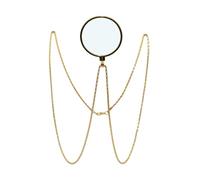 P'TIT CLOWN - 21077 - Monocle avec Verre (Cerclé Or) et Chaine Métal - Accessoire de Déguisement - Pour Carnaval, Fêtes à Thèmes, Halloween, Soirées Déguisées - Taille Unique - Verre sans Correction