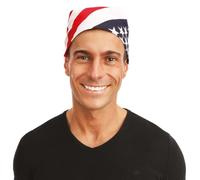 P'tit Clown - 21081 - Bandana USA - Foulard Carré - Fichu Foulard Cheveux - Homme, Femme - Accessoire Déguisement Carnaval, Célébration 4 juillet, DDay, Halloween - Polyester - 54 x 54 cm