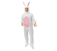 P'TIT CLOWN - 21125 - Déguisement Lapin - Costume Adulte - Unisexe - Parfait pour Carnaval, EVG, EVJF, Pâques, Halloween et autres Fêtes Costumées - Facile à Enfiler - Confortable - S/M - Blanc
