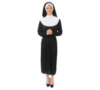 P'TIT CLOWN - 21143 - Costume Bonne Sœur, Religieuse, Nonne - Nun Suit - Déguisement Complet - Pour Carnaval, Fêtes à Thèmes, Soirées Costumées, Halloween - Adulte - Robe, Coiffe - Noir, Blanc - S/M
