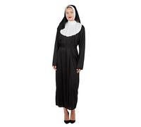 P'TIT CLOWN - 21144 - Costume Bonne Sœur, Religieuse, Nonne - Nun Suit - Déguisement Complet - Pour Carnaval, Fêtes à Thèmes, Soirées Costumées, Halloween - Adulte - Robe, Coiffe - Noir, Blanc - L/XL