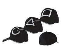 P'TIT CLOWN - 21213 - Casquette The Game - Jeu Coréen - Modèle Aléatoire - Triangle, Carré, Cercle, Leader, Maitre du Jeu, Garde, Joueur - Accessoire Déguisement Halloween, Carnaval, Cosplay - Noir