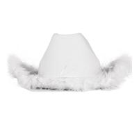 P'TIT CLOWN - 21302 - Chapeau Feutre Cowgirl avec Plumes Brillant - Glimmer Ladies Cowboy's Hat - Look Western, Country, Far West, Rodeo, Festival, Carnaval, EVJF, Halloween, Party - Adulte - Blanc