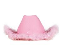 P'TIT CLOWN - 21303 - Chapeau Feutre Cowgirl avec Plumes Brillant - Glimmer Ladies Cowboy's Hat - Look Western, Country, Far West, Rodeo, Festival, Carnaval, EVJF, Halloween, Party - Adulte - Rose