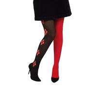 P'TIT Clown - 22165 - Collant Arlequin Opaque - Rouge, Noir - Parfait pour Compléter Votre Déguisement Adulte pour Carnaval, Halloween, Fêtes Costumées et Évènements à Thème
