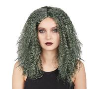 P'TIT CLOWN - 22173 - Perruque Sorcière Femme - Cheveux Synthétiques - Parfaite pour Déguisement Halloween, Carnaval, Fêtes Costumées et Évènements à Thème - Sans Colle - Vert