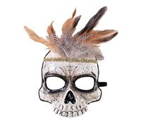 P'TIT CLOWN - 22188 - Demi Masque Vaudou Adulte - Masque Squelette - Accessoire Déguisement Halloween, Carnaval, Cosplay, Fête Costumée, Soirée Déguisée