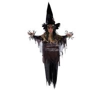 P'TIT CLOWN - 22231 - Automate Halloween Épouvantail à Suspendre - Animatronique Animé, Sonore et Lumineux - Décoration Halloween Effrayante - Piles (2xAA) Non Incluses - 180 cm