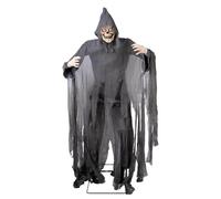 P'TIT CLOWN - 22335 - Automate Squelette Géant Halloween 180 cm - Animatronique Halloween Animatronic - Décoration Animée, Sonore et Lumineuse avec Détecteur de Présence - Alimentation Secteur