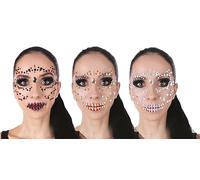 P'TIT CLOWN - 22562 - Strass Autocollant Visage Halloween II - Maquillage Autocollant Effet Glamour pour Halloween, Carnaval, Cosplay, Festival, Soirée Déguisée, Fête Costumée - Facile à Appliquer