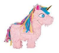 P'TIT CLOWN - 22911 - Pinata Licorne - Remplissage Facile - Accessoire Décoration Fêtes d'Anniversaire Enfant, Kermesses, Célébrations - Carton, Papier - Rose - 39 x 43 x 10 cm