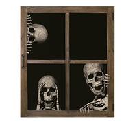 P'TIT CLOWN - 22994 - Lot de 3 Stickers Squelettes Derrière Fenêtre - 40 cm - Parfaits pour Décoration Halloween Effrayante - Pour Créer une Ambiance Sinistre et Terrifiante - Maison Hantée et Fêtes