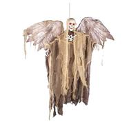 P'TIT CLOWN - 23025 - Automate Halloween - Animatronique Squelette Ange déchu à Suspendre - Animatronics - Animé, Sonore, Lumineux - 130 cm - Fonctionne avec 3 Piles AA (Non incluses)