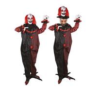 P'TIT CLOWN - 23033 - Automate Clown Halloween À Double Tête - Animatronique Clown - Animatronics - Décoration Animée, Sonore et Lumineuse - Piles (4xAA) Non incluses - 180 cm