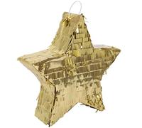 P'TIT CLOWN - 23193 - Pinata Étoile - Remplissage Facile - Accessoire Décoration Fêtes d'Anniversaire Enfant, Kermesses, Célébrations - Carton, Plastique - Or - 36 x 36 x 9 cm
