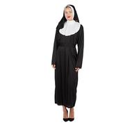 P'tit Clown - 23220 - Costume Bonne Sœur, Religieuse, Nonne - Nun Suit - Déguisement Complet - pour Carnaval, Fêtes à Thèmes, Soirées Costumées, Halloween - Adulte - Robe, Coiffe - Noir, Blanc - XXL