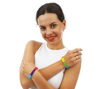 P'TIT CLOWN - 23261 - Bracelet Arc en ciel Souple - Lot de 2 - Adulte, Unisexe - Accessoire Pride, Marche des Libertés, Carnaval - Plastique